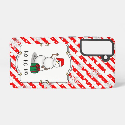 Ho Ho Ho Vrolijk Kerstman Schattige Sneeuwman Samsung Galaxy Hoesje (Achterkant horizontaal)