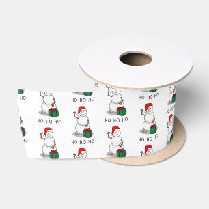 Ho Ho Ho Vrolijk Kerstman Schattige Sneeuwman Satijnen Lint