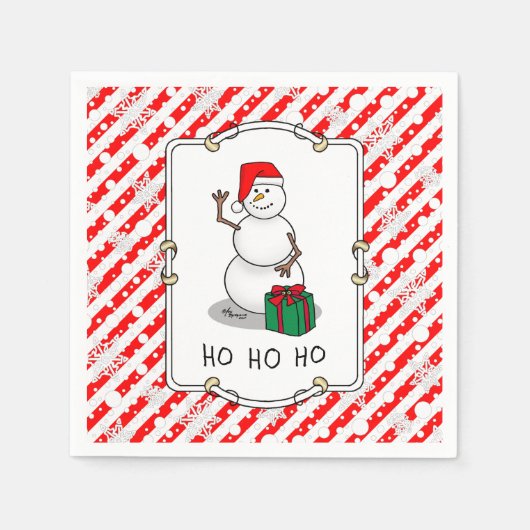 Ho Ho Ho Vrolijk Kerstman Schattige Sneeuwman Servet (Voorkant)