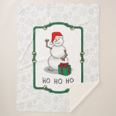 Ho Ho Ho Vrolijk Kerstman Schattige Sneeuwman Sherpa Deken (Voorkant)