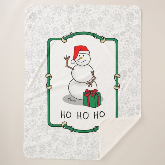 Ho Ho Ho Vrolijk Kerstman Schattige Sneeuwman Sherpa Deken (Voorkant)