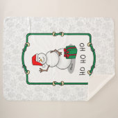 Ho Ho Ho Vrolijk Kerstman Schattige Sneeuwman Sherpa Deken (Voorkant (horizontaal))