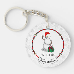 Ho Ho Ho Vrolijk Kerstman Schattige Sneeuwman Sleutelhanger