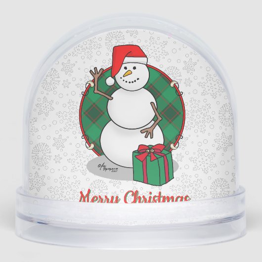 Ho Ho Ho Vrolijk Kerstman Schattige Sneeuwman Sneeuwbol (Voorkant)