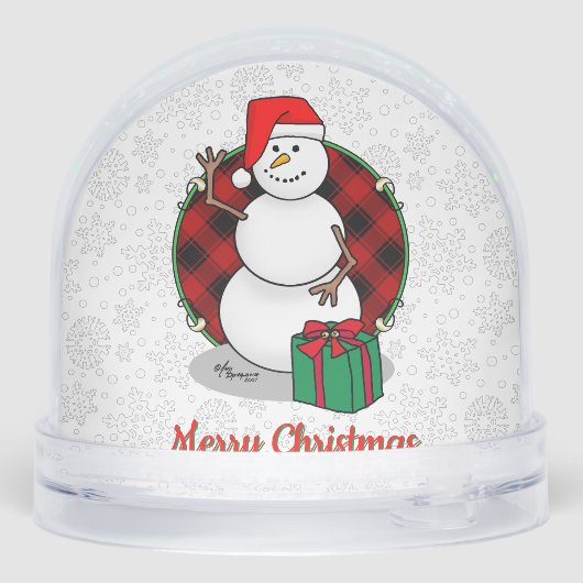 Ho Ho Ho Vrolijk Kerstman Schattige Sneeuwman Sneeuwbol (Achterkant)