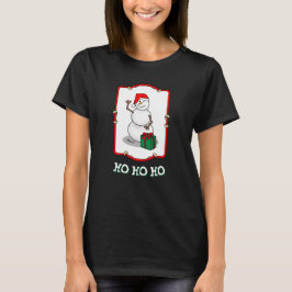 Ho Ho Ho Vrolijk Kerstman Schattige Sneeuwman T-shirt