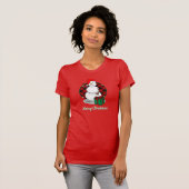 Ho Ho Ho Vrolijk Kerstman Schattige Sneeuwman T-shirt (Voorkant volledig)