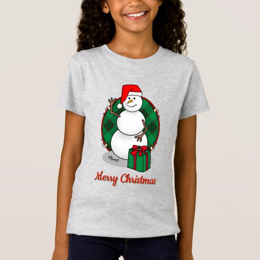 Ho Ho Ho Vrolijk Kerstman Schattige Sneeuwman T-shirt (Voorkant)