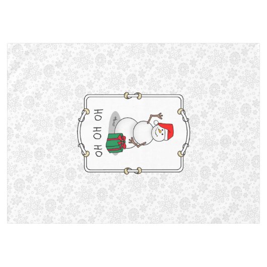Ho Ho Ho Vrolijk Kerstman Schattige Sneeuwman Tafelkleed (Voorkant (Horizontaal))