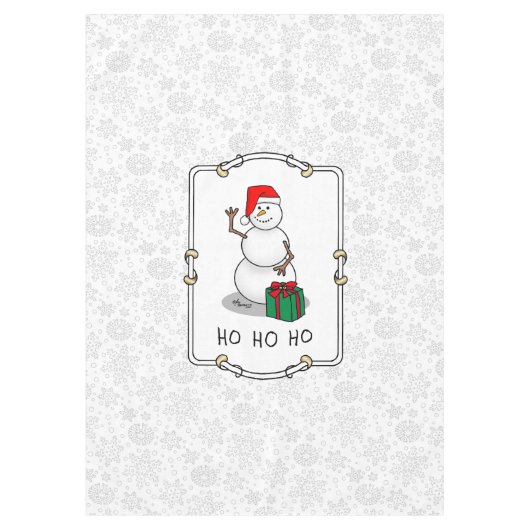 Ho Ho Ho Vrolijk Kerstman Schattige Sneeuwman Tafelkleed (Voorkant)