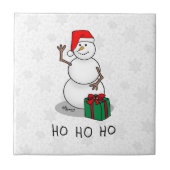 Ho Ho Ho Vrolijk Kerstman Schattige Sneeuwman Tegeltje (Voorkant)