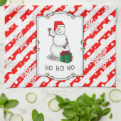 Ho Ho Ho Vrolijk Kerstman Schattige Sneeuwman Theedoek (Gevouwen)