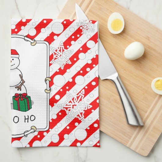 Ho Ho Ho Vrolijk Kerstman Schattige Sneeuwman Theedoek (Quarter Fold)