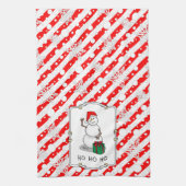 Ho Ho Ho Vrolijk Kerstman Schattige Sneeuwman Theedoek (Verticaal)