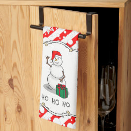 Ho Ho Ho Vrolijk Kerstman Schattige Sneeuwman Theedoek