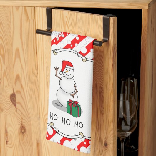 Ho Ho Ho Vrolijk Kerstman Schattige Sneeuwman Theedoek (Derde Gevouwen)