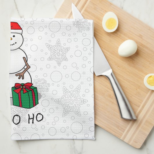 Ho Ho Ho Vrolijk Kerstman Schattige Sneeuwman Theedoek (Quarter Fold)