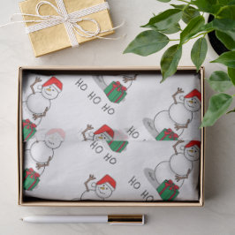 Ho Ho Ho Vrolijk Kerstman Schattige Sneeuwman Tissuepapier