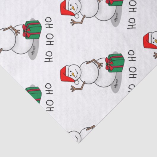 Ho Ho Ho Vrolijk Kerstman Schattige Sneeuwman Tissuepapier (Detail)