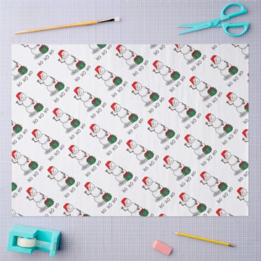 Ho Ho Ho Vrolijk Kerstman Schattige Sneeuwman Tissuepapier (Craft)