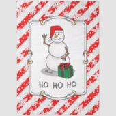 Ho Ho Ho Vrolijk Kerstman Schattige Sneeuwman Tissuepapier (Voorkant)