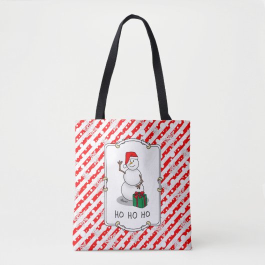 Ho Ho Ho Vrolijk Kerstman Schattige Sneeuwman Tote Bag (Voorkant)