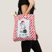 Ho Ho Ho Vrolijk Kerstman Schattige Sneeuwman Tote Bag (Dichtbij)
