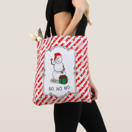 Ho Ho Ho Vrolijk Kerstman Schattige Sneeuwman Tote Bag