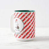 Ho Ho Ho Vrolijk Kerstman Schattige Sneeuwman Tweekleurige Koffiemok (Voorkant links)