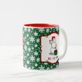 Ho Ho Ho Vrolijk Kerstman Schattige Sneeuwman Tweekleurige Koffiemok (Voorkant rechts)