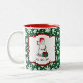 Ho Ho Ho Vrolijk Kerstman Schattige Sneeuwman Tweekleurige Koffiemok (Links)