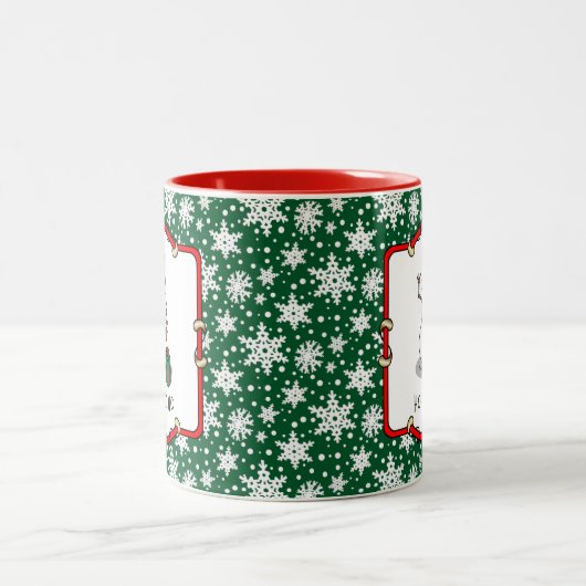 Ho Ho Ho Vrolijk Kerstman Schattige Sneeuwman Tweekleurige Koffiemok (Center)