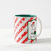 Ho Ho Ho Vrolijk Kerstman Schattige Sneeuwman Tweekleurige Koffiemok (Voorkant rechts)