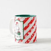 Ho Ho Ho Vrolijk Kerstman Schattige Sneeuwman Tweekleurige Koffiemok (Voorkant links)