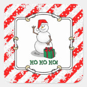 Ho Ho Ho Vrolijk Kerstman Schattige Sneeuwman Vierkante Sticker (Voorkant)