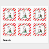Ho Ho Ho Vrolijk Kerstman Schattige Sneeuwman Vierkante Sticker (Vel)