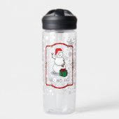 Ho Ho Ho Vrolijk Kerstman Schattige Sneeuwman Waterfles (Voorkant)