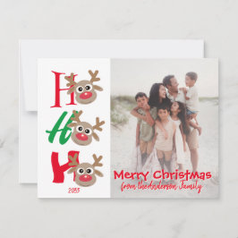 Ho Ho Ho Vrolijk Kerstmis Familie Foto Feestdagenkaart
