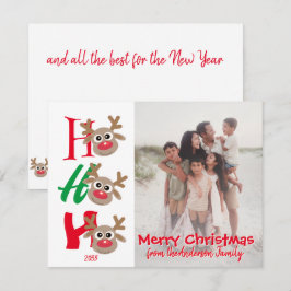Ho Ho Ho Vrolijk Kerstmis Familie Foto Feestdagenkaart