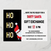 HO HO HO Vuile Kerstmis Party Modern Folie Uitnodiging (Voorkant)