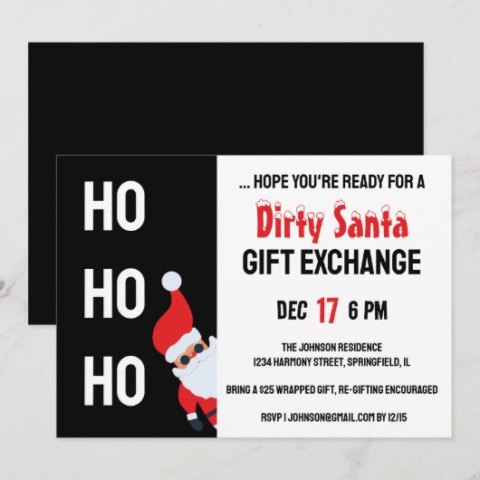 HO HO HO Vuile Kerstmis Party Modern Kaart (Voorkant / Achterkant)