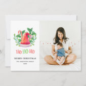 Ho Ho Ho. Waterverf kerstmis. Santa Claus Feestdagenkaart (Voorkant)