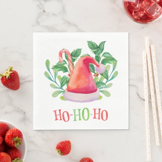 Ho Ho Ho. Waterverf kerstmis. Santa Claus Servet (Insitu)