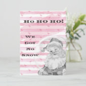 Ho Ho Ho We Got No Snow Flamingo  Santa Feestdagenkaart (Staand voorkant)