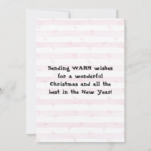 Ho Ho Ho We Got No Snow Flamingo  Santa Feestdagenkaart (Achterkant)