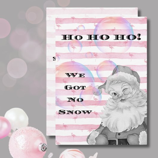Ho Ho Ho We Got No Snow Flamingo's & Santa Feestdagenkaart