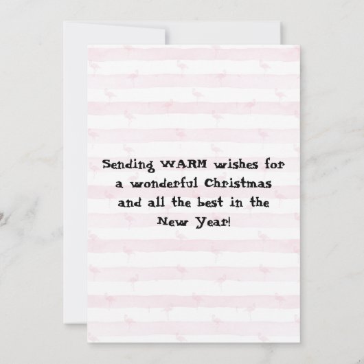 Ho Ho Ho We Got No Snow Flamingo's &  Santa Feestdagenkaart (Achterkant)