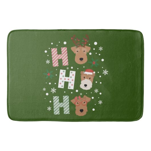 Ho Ho Ho Welsh Terrier Vrolijk Kerstfeest Badmat (Voorkant)