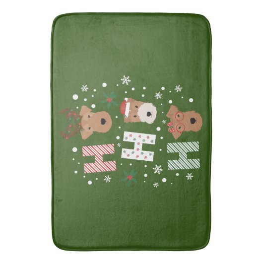 Ho Ho Ho Welsh Terrier Vrolijk Kerstfeest Badmat (Voorkant Verticaal)