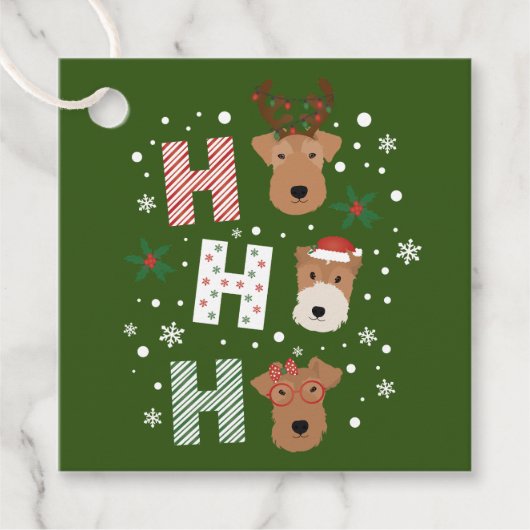 Ho Ho Ho Welsh Terrier Vrolijk Kerstfeest Bedankjes Labels (Voorkant)